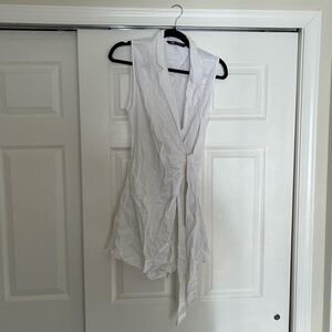 Zara White Linen Belted Romper